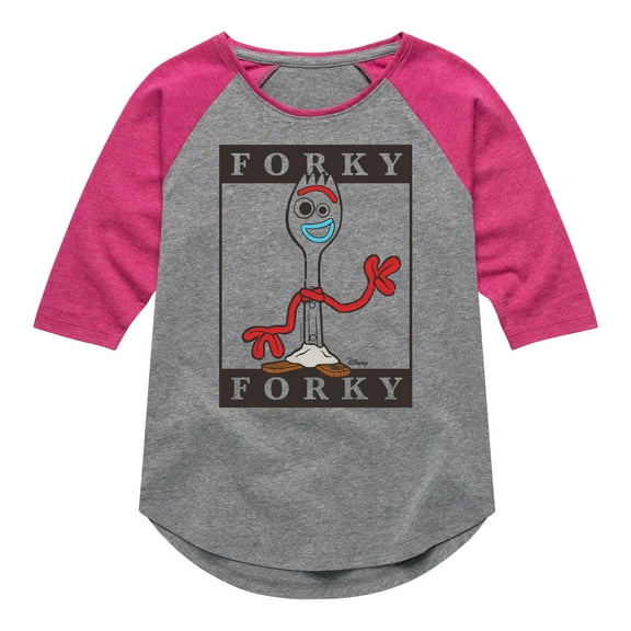 Toy Story 4 - Type Block Forky - Toddler & Youth Girls Raglan Graphic T-Shirt