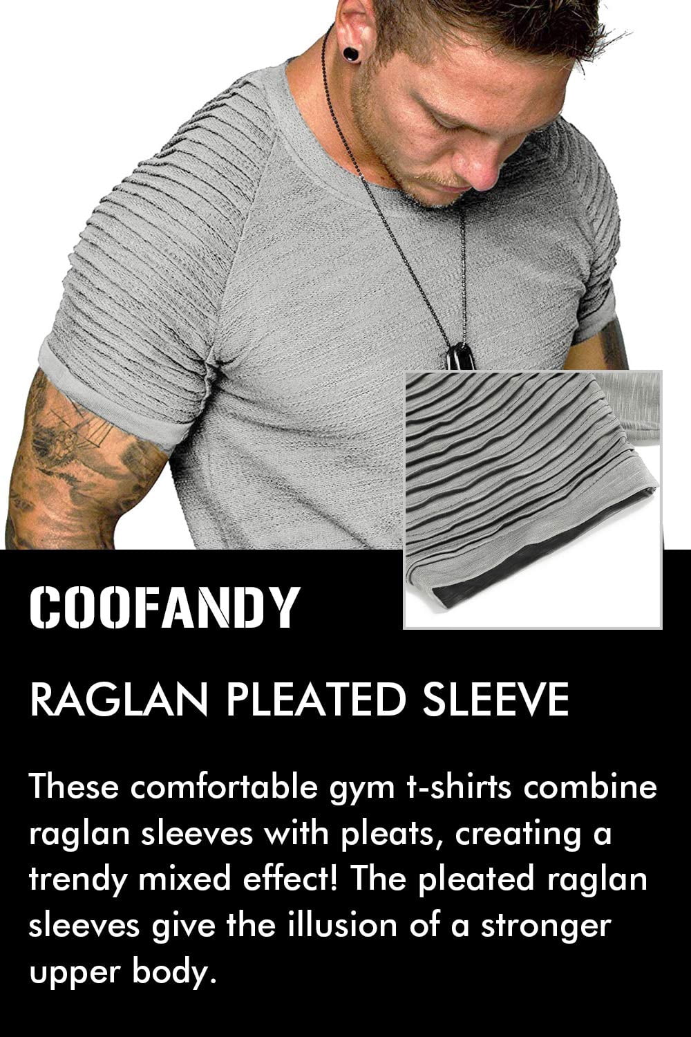 COOFANDY Men's Gym Shirts Fitted Fitness Tee Bodybuilding Workout T-Shirt
