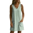 thumbnail image 7 of Levmjia Women's Summer Sleeveless Striped Dress V Neck Casual Loose Fit Shift Dress with Pockets Cute A Line Summer Dress Beach Vacation Daily Wear, 7 of 7