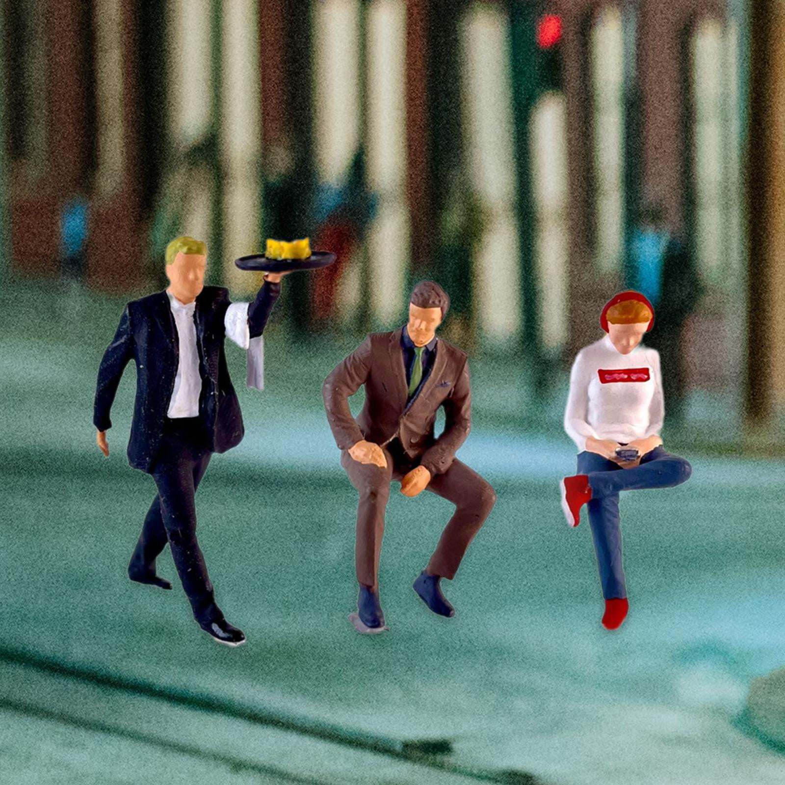 LeeQinersw 3 Pieces 1:64 Hand Painted People Figures, Miniature Diorama Restaurant Figures,