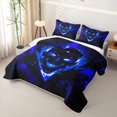 thumbnail image 3 of Homewish Navy Neon Skull Bed Spread Queen For Boys,Spooky Halloween Queen Coverlet Set,3 Pieces, 3 of 7