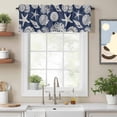 thumbnail image 2 of Curtain Valance for Windows, Summer Ocean Conch Shell Kitchen Valances Rod Pocket Short Curtains, Coastal Starfish Navy Blue Window Valance for Bedroom Bathroom Living room 42x12in, 2 of 9