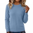 thumbnail image 4 of LYEAA Knit Tops for Women Crewneck Long Sleeve Basic Shirts Lightweight Tee Solid Casual Fall Clothes Sky Blue XL, 4 of 6