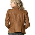 thumbnail image 4 of Made by Johnny Women's Vegan Leather Motorcycle Jacket XL CAMEL, 4 of 6