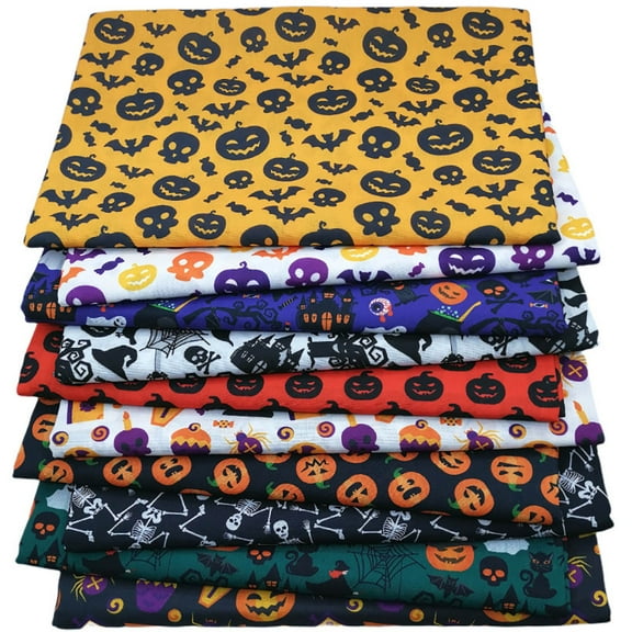 Halloween DIY Fabric Poly Digital Print Craft Material for Sewing Quilting Pumpkin Bat Design
