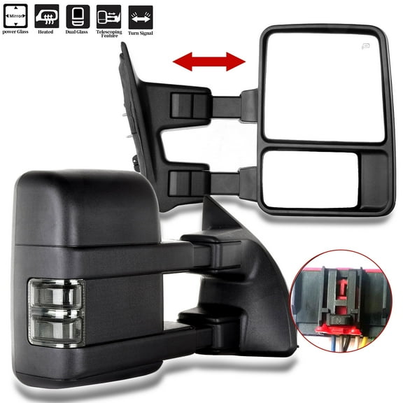 Towing Mirror for Ford for F250 for F350 for F450 for F550 Super Duty Power Heated Driver and Passenger Side Mirror Smoke Turn Signal Lights Mirror 2008 2009 2010 2011 2012 2013 2014 2015 2016