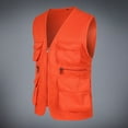 thumbnail image 4 of SNOWSONG Mid Length Jacket Men, Mens Multi Pockets Work Utility Vest Military Photo Safari Travel Vest Workwear Jacket, Mens Jackets Lightweight Casual Orange XL, 4 of 4
