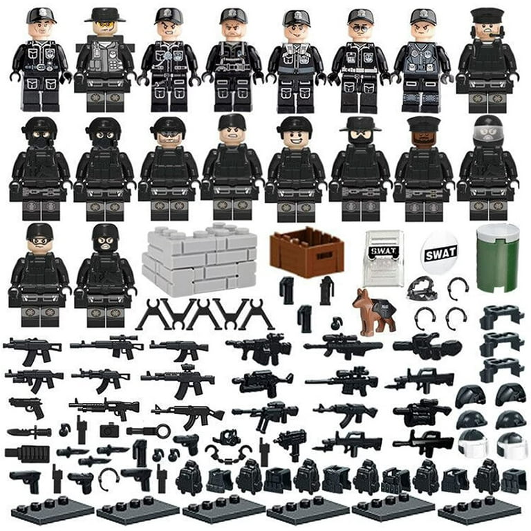 18 Pcs City Police Action Figures with Multiple Weapons