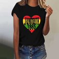 thumbnail image 2 of DDAPJ pyju Black History Month T-shirts for Women Short Sleeve African American Country Celebration Tee Shirts Color Block Printed Casual Round Neck Tee Tops Black XL, 2 of 5