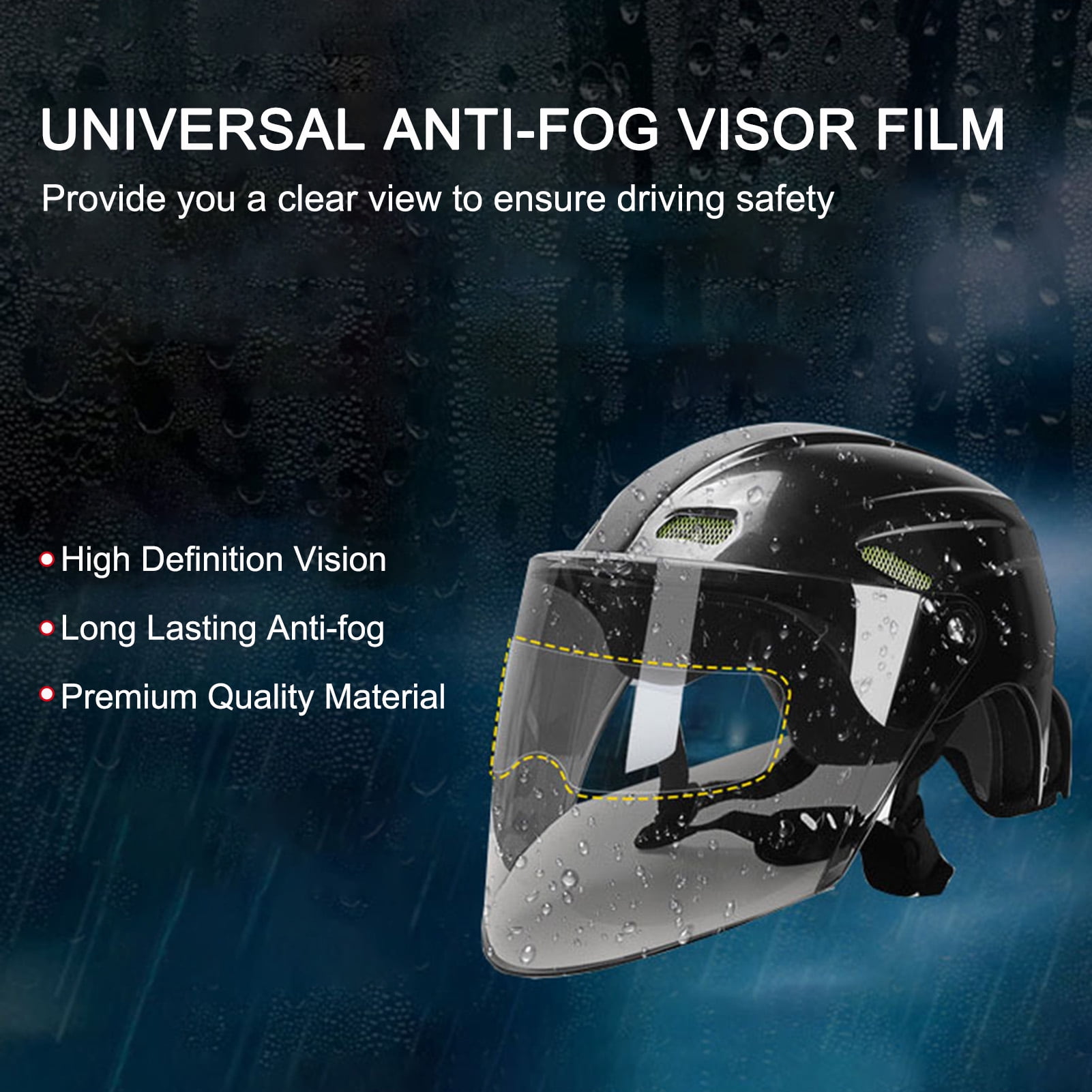 Rainproof and Anti-Fog Film for Motorcycle Helmets Lens Stickers Rainproof and Anti-Fog Film General-Purpose Riding Helmet