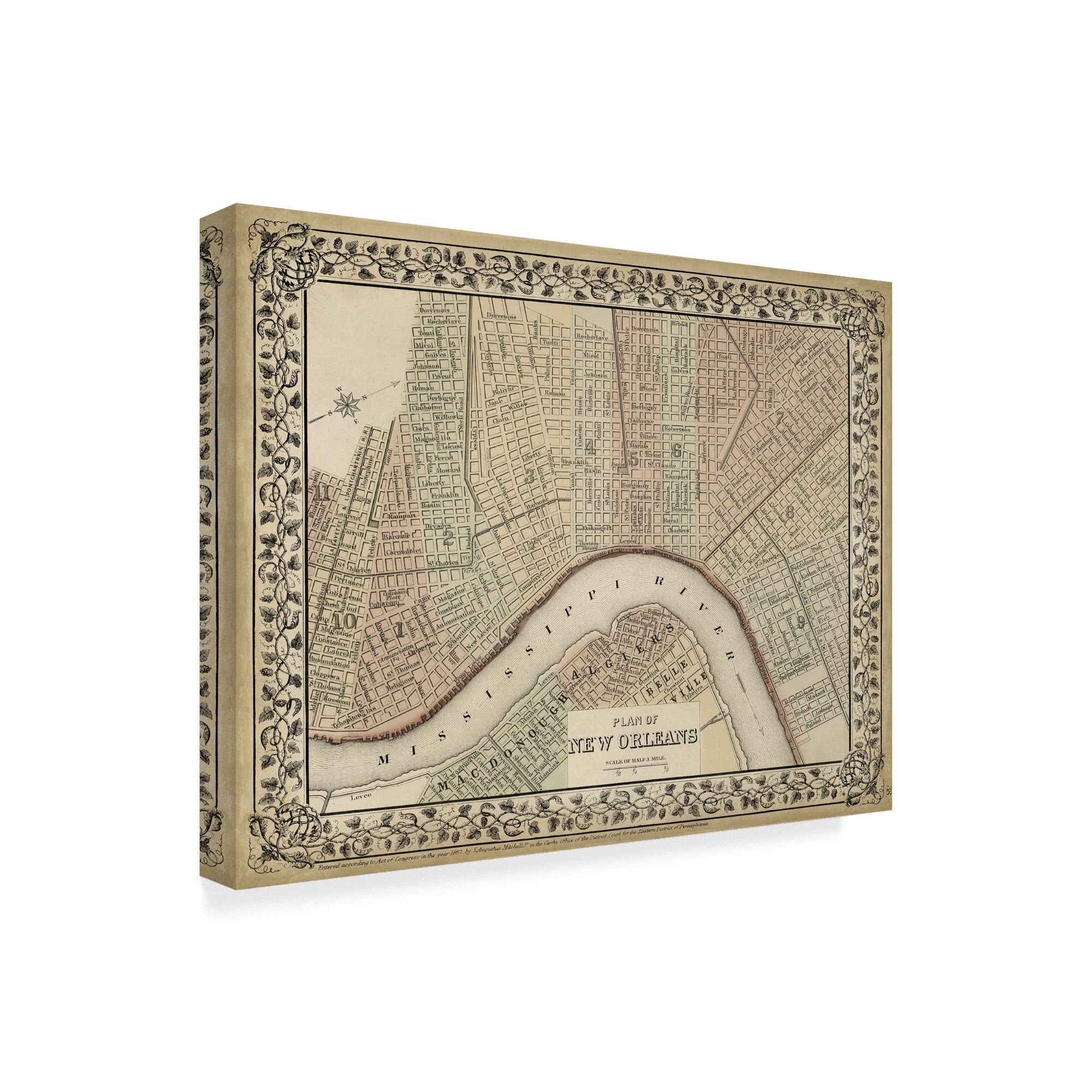 Trademark Fine Art 'Plan of New Orleans' Canvas Art by Mitchell
