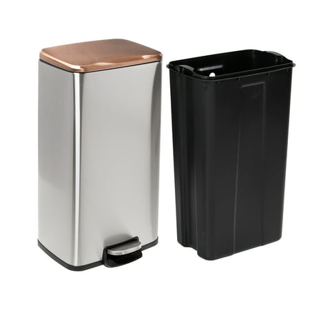 Honey-Can-Do - Set of Stainless Steel Step Trash Cans with Lid - Silver