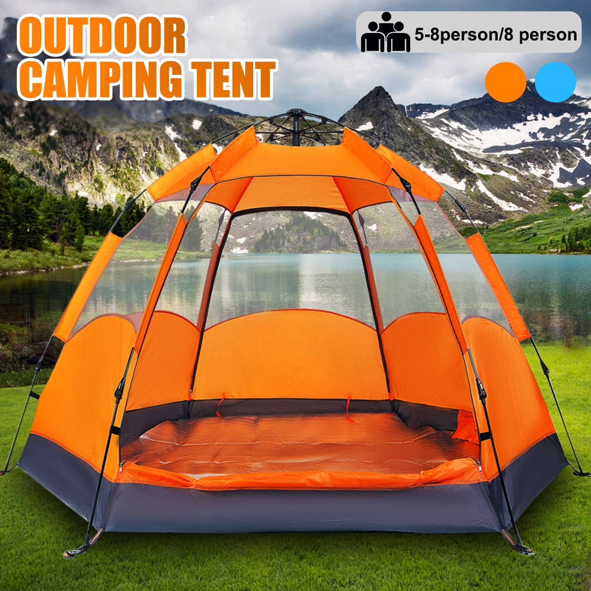4-5 Man Automatic Instant Double Layer Pop Up Camping Tent Waterproof Outdoor. 