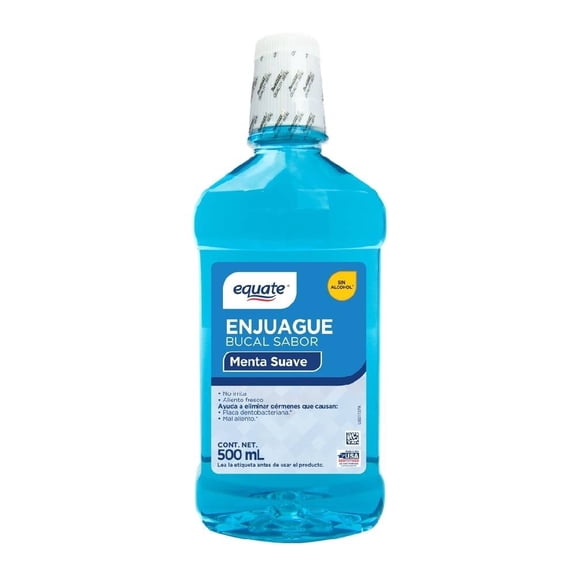Enjuague Bucal Equate sin alcohol menta suave 500ml