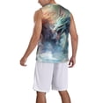 thumbnail image 2 of Pofeuu Ink Style Wave Dragon Print Basketball Jersey, Shirts for Men Youth Basketball Jersey Crew Neck-Medium, 2 of 6