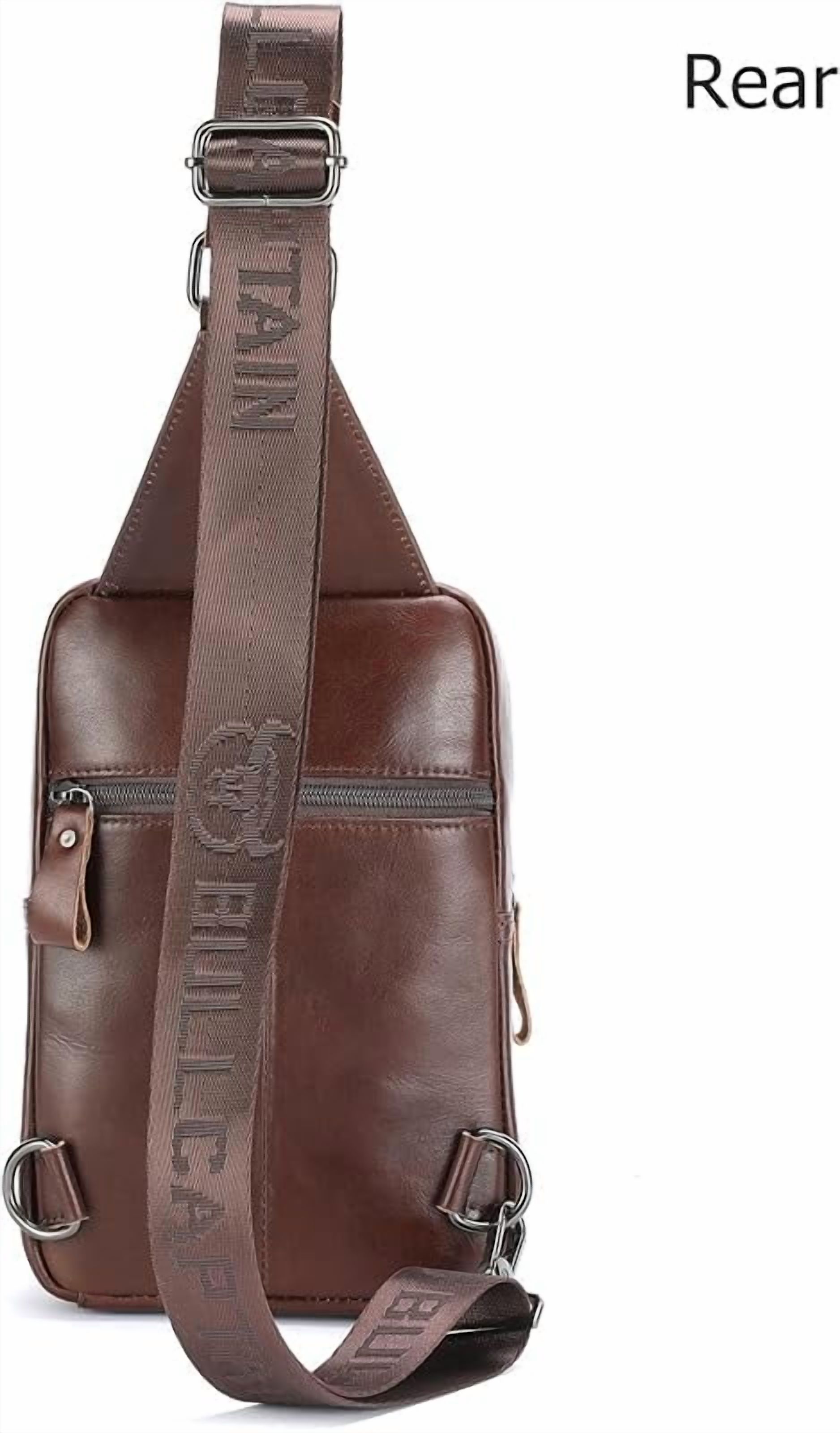 BULLCAPTAIN Men's Leather Samll Crossbody Backpack Sling Chest Bag for Hiking Travel