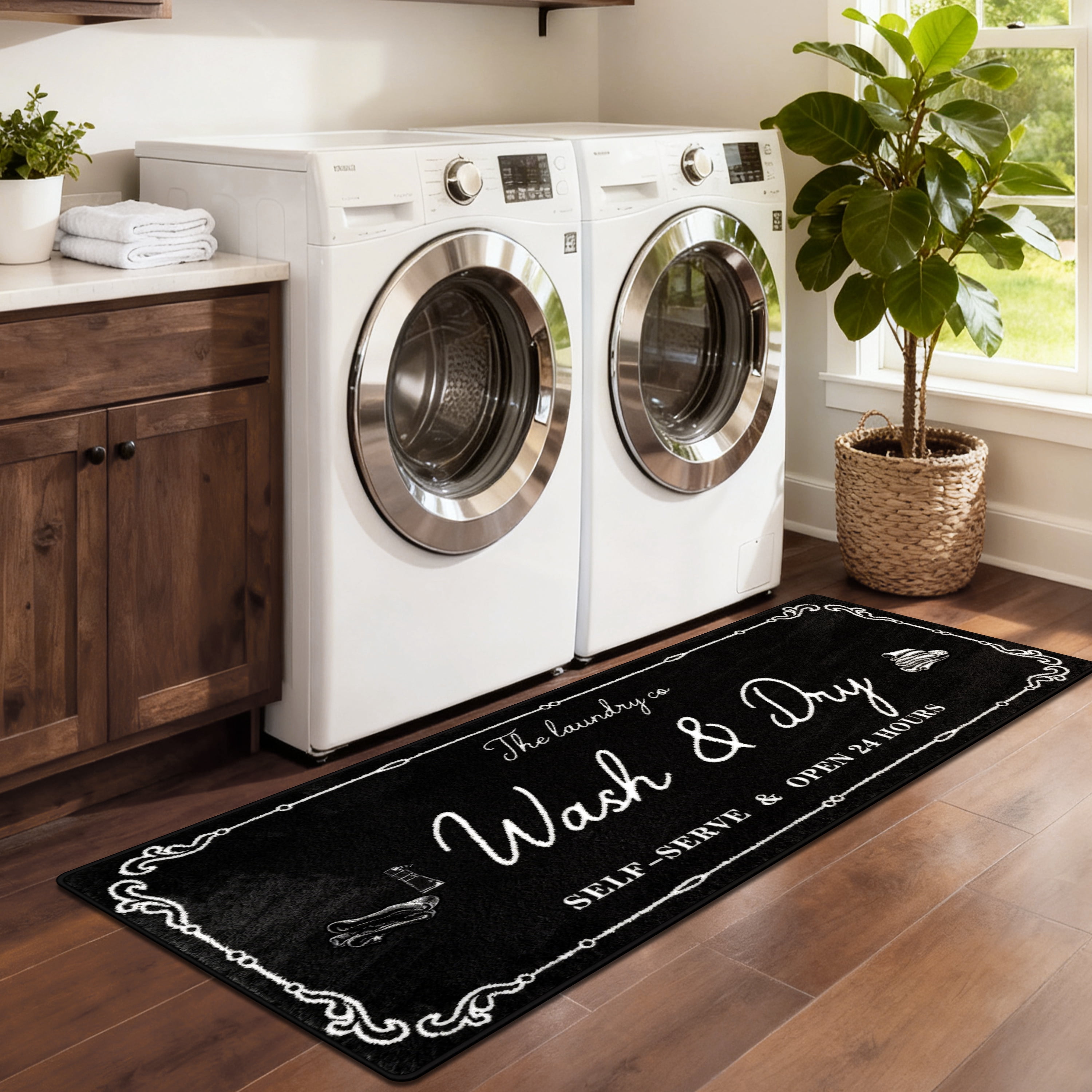Farmhouse Laundry Room Rug Runner 20"X47" Non Slip Floor Carpet Runner Washable Farmhouse Kitchen Area Carpet for Office, Laundry, Sink, Home Bathroom, and Bedroom Decor