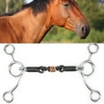 thumbnail image 1 of Black Mouth Stainless Steel Gag Bit with Copper Inlay, 3 Rings, Easy Directional Aids, Lateral Support, Oval Link Snaffle, 1 of 7