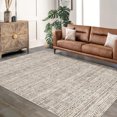 thumbnail image 2 of Area Rug 5'x7' Boho Textured Design Living Room Non Slip Low-Pile Soft Tribal Print Bedroom Rug Stain Resistant Playroom Carpet Office Beige, 2 of 7