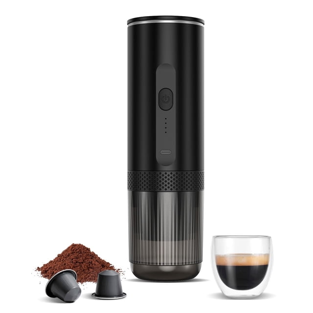 Amjdcoe Portable Espresso Maker, Electric Espresso Machine for Travel, Camping, Rechargeable USB-C Mini Coffee Maker for NS Capsule Pods and Ground C