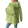 thumbnail image 5 of QSAWXQZ Jacquard Fuzzy Mid Length Coat for Women Long Sleeve Hooded Button Down Warm Outerwear Cardigan Jacket Green 3XL, 5 of 8