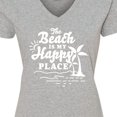 thumbnail image 4 of Inktastic The Beach is My Happy Place with Palm Trees Women's V-Neck T-Shirt, 4 of 5
