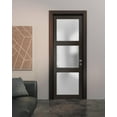 thumbnail image 3 of Solid French Door Frosted Glass 32 x 84 inches | Lucia 2552 Chocolate Ash | Single Regular Panel Frame Trims Handle | Bathroom Bedroom Sturdy Doors, 3 of 6