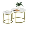 thumbnail image 4 of Semiocthome Modern Nesting Coffee Table Set,End Table for Living Room, 23.6" W, Gold, Marble Pattern, 4 of 8