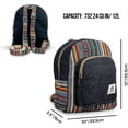 thumbnail image 6 of Mini Hemp Backpack Bag - Blue Boho Eco Friendly Unisex Rustic Durable, 6 of 7