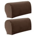thumbnail image 2 of Thick Sofa Armrest Covers Arm Covers Solid Soft Slipcovers with Pins Non Slip Armrest Protector Washable Detachable dark coffee, 2 of 7