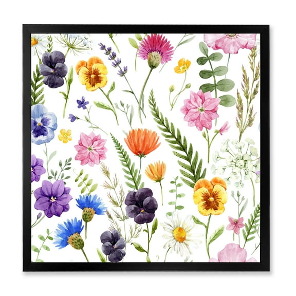Designart 'Coloful Wildflowers Floral Pattern I' Traditional Framed Art Print
