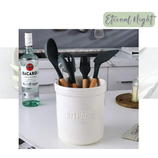 Qqdd Kitchen Utensil Holder,cooking Utensil Holder For Kitchen Counter,  Cream White Ceramic Utensil Crock