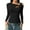 Black, variant on Women's Ribbed Long Sleeve Pullover Top with Asymmetric Neckline Stretchy Fitted Shirt for Layering Office Casual Outfits