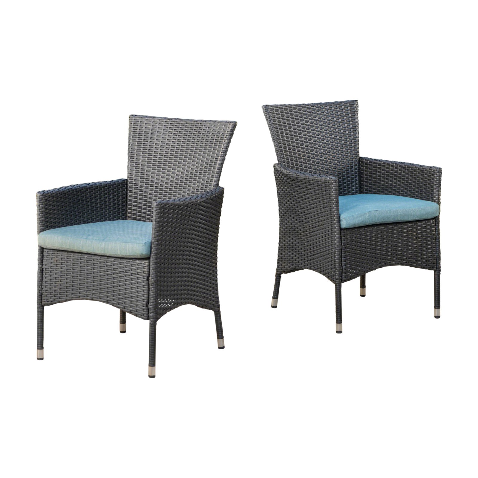 Curtis Outdoor Wicker Dining Chairs with Water Resistant Cushions - Set of 2 - image 2 of 11