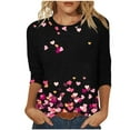 thumbnail image 2 of Luxalzxs Womens Valentines Shirts 3/4 Sleeve Heart Print Tops Round Neck Blouse Tee Shirts, 2 of 5