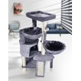 thumbnail image 2 of Three Layer Cat Tree with Cat Condo and Two Hammocks,Grey, 2 of 7