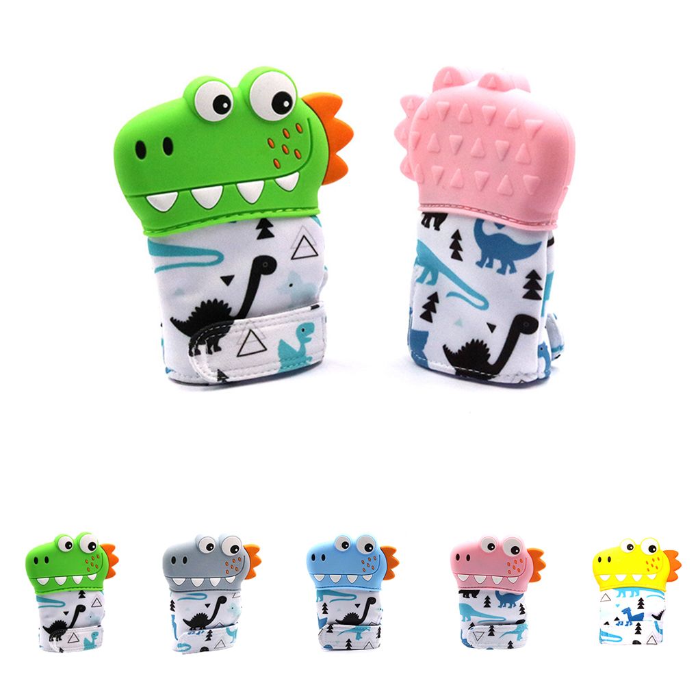 dinosaur baby mittens