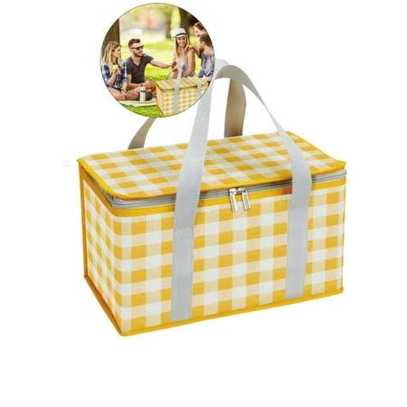 

Dvruxg Insulated Picnic Bag Cooler Beach Bag Cooler Bags with Zippered Top - Insulated Bag for Hot or Cold Picnic Basket Collapsible Picnic Beach Outdoor