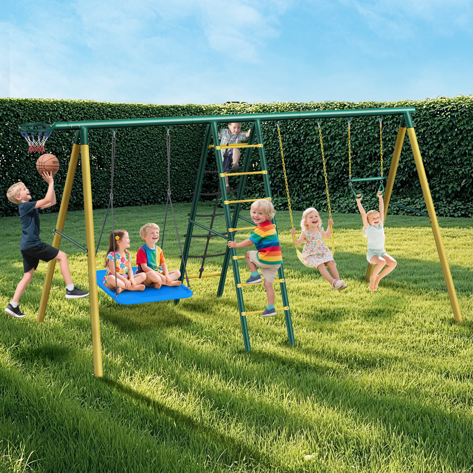 Easoger Swing Set with Climber and Basketball Hoop photo 4