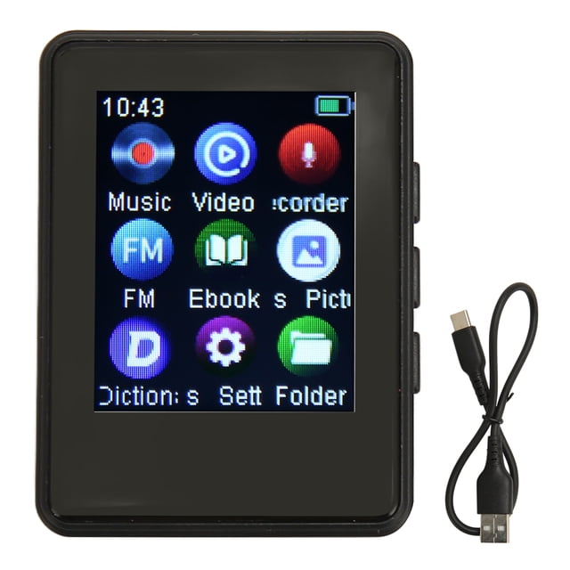 Reproductor de MP3 Bluetooth 5.0 Sonido HiFi Pantalla táctil completa de 1.77 pulgadas Reproductor de música con radio FM Libro electrónico Grabadora de voz