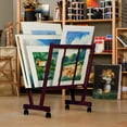 thumbnail image 2 of Creative Mark Firenze Wood Large Print Rack with Castors - Perfect For Display of Canvas, Art, Prints, Panels, Posters, Art Gallery Shows, Storage Rack - Mahogany, 2 of 6