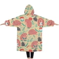 thumbnail image 2 of Oversized Wearable Blanket Hoodie,Cute Pink Hedgehog Pattern Sherpa Blanket Hoodie with Super Pockets,Super Warm Fuzzy Pullover for Women & Men, 2 of 6