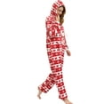 thumbnail image 2 of Women's Christmas Hoodie One-piece Pajamas Fleece Women's Fawn Snowflake Printed One Piece, 2 of 9