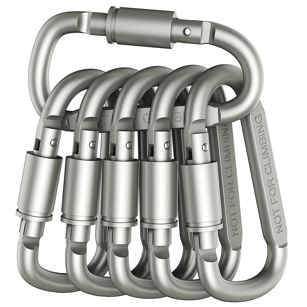 6Pcs Aluminum Alloy Outdoor Self Lock Carabiner Hook Camping Hiking Keychain
