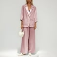 thumbnail image 2 of Women's Linen Suit Set Casual Comfortable Loose Fit Trousers Outfit for Daily Wear Spring Summer Fall Winter, 2 of 2