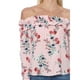 thumbnail image 3 of Blusa Mujer Casual Floreada Hombros descubiertos Manga larga Rosa Palassi 3631, 3 of 7