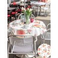 thumbnail image 5 of Outdoor Tablecloth with Umbrella Hole for Patio/Picnic/Party/Camping, Peach Waterproof Table Cloth Round Cover Washable, Spring Floral Green Leaf Botanical Pink Fruit (Dia 54"), 5 of 8