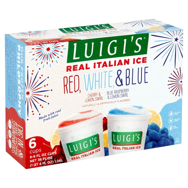Luigis Cherry Lemon And Blue Raspberry Lemon Swirl Real Italian Ice 6 Fl Oz 6 Count - Walmartcom