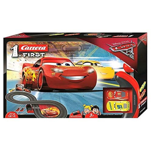 Slot Car Race Track Carrera First Disney/Pixar Cars 3 Includes 2 cars Lig... 