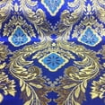 thumbnail image 3 of Metallic Floral Brocade Fabric 60" By Yard in Red Gold White Purple Blue Green (Royal Blue / Gold), 3 of 5